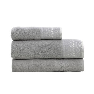Pair of Bianca Victoria 600GSM Turkish Cotton Bath Towel Grey RRP $89.95   302844381926
